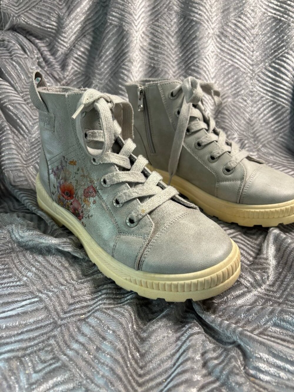 Upcycled Floral High-Top Sneakers | Hand-Embellished Blowfish Shoes | Women’s Si